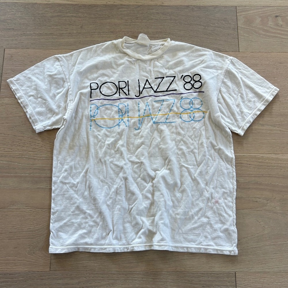 Vintage Pori Jazz 88 Festival Shirt Single Stitch White 1980s Finland Jazz Tee